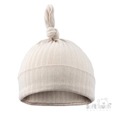 H4600-BI: Biscuit Ribbed Knot Hat (0-6 Months)
